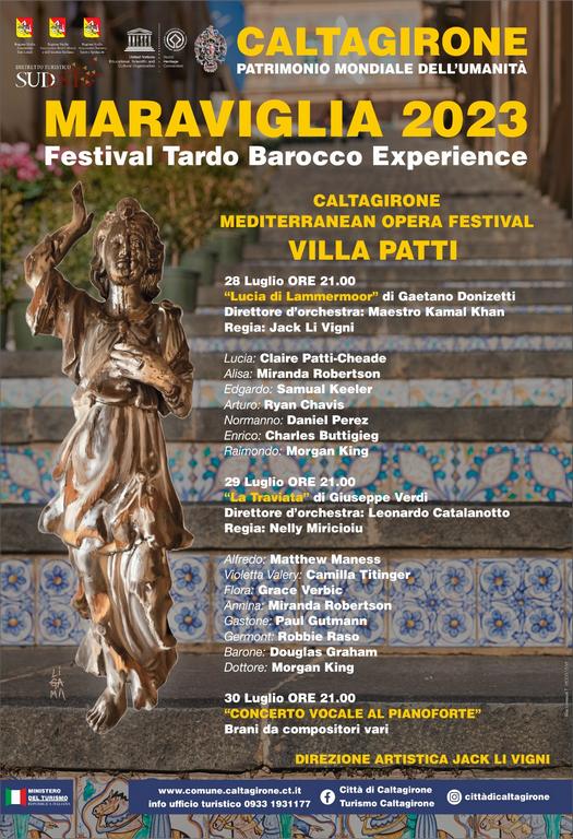 Caltagirone Mediterranean Opera Festival: Tre giorni di grande lirica a Villa Patti con artisti internazionali