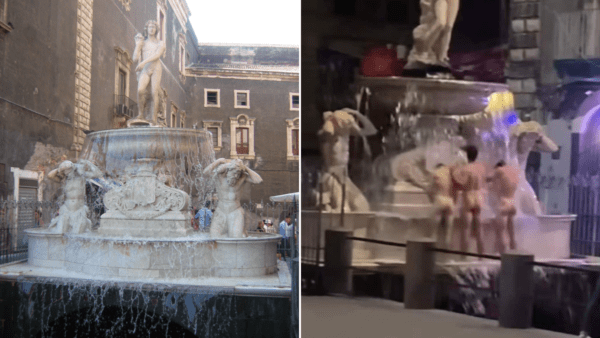 La foto della Fontana dell’Amenano che divide i catanesi: vandalismo o goliardia?