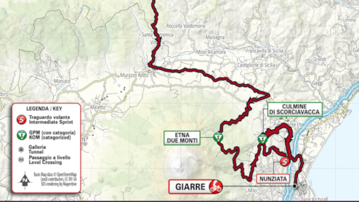 Giro di Sicilia 2023 tappe percorso Scalata Etna Giarre