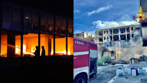 Incendio campo rom: a fuoco l’edificio abbandonato in via Acquicella Porto