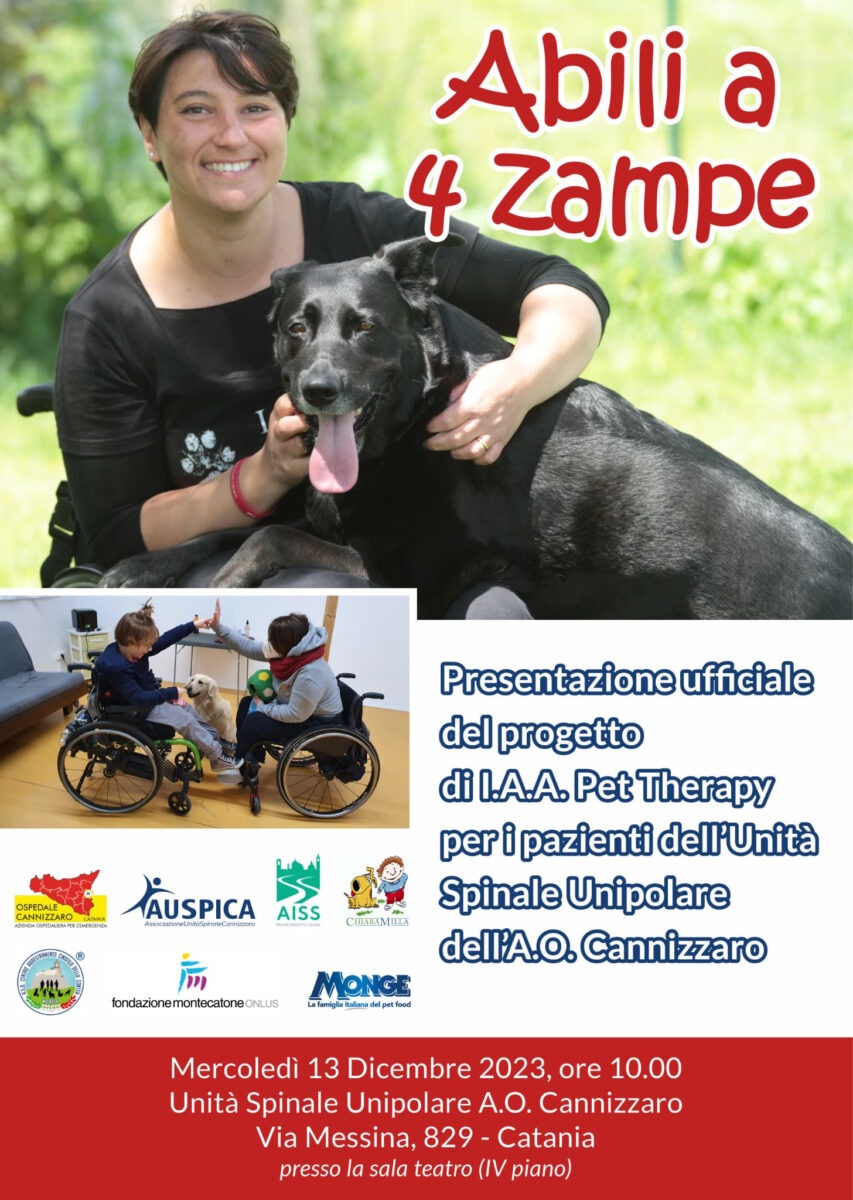 La Pet Therapy &#8220;Abili a 4 zampe&#8221; arriva all&#8217;Unità Spinale Unipolare dell&#8217;Ospedale Cannizzaro di Catania: un progetto innovativo per migliorare la vita dei pazienti