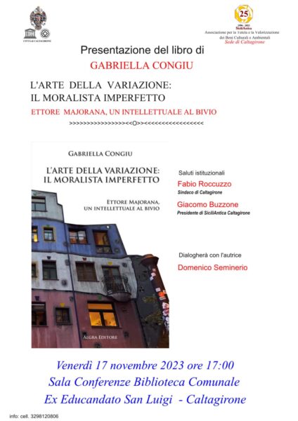 Presentazione libro Gabriella Congiu: Ettore Majorana, un intellettuale al bivio &#8211; Evento culturale a Caltagirone