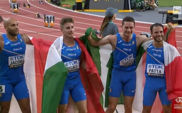 Staffetta 4&#215;100 maschile: argento mondiale per l&#8217;Italia, trionfo di Filippo Di Mulo