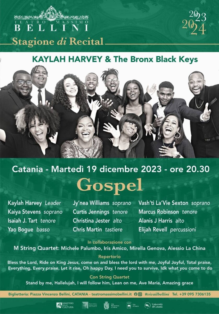 Inaugurazione della stagione dei recital al Teatro Massimo Bellini con il Gospel di Kaylah Harvey & BBK