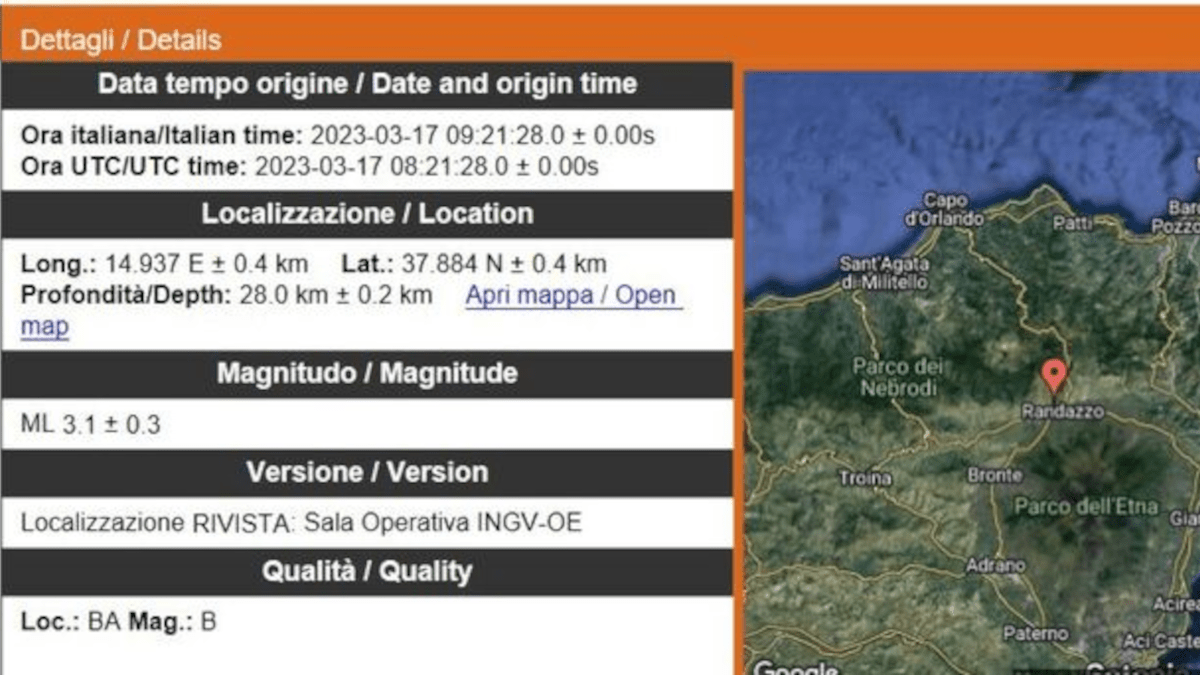 Terremoto di magnitudo 3.1 scuote zona etnea: i dettagli dell'evento sismico