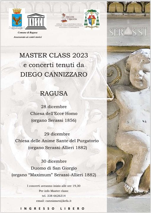 Tre concerti di musica organistica a Ragusa con gli organi Serassi