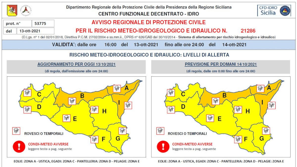 Allerta Meteo Arancione: Comune di Catania raccomanda prudenza (I DETTAGLI)