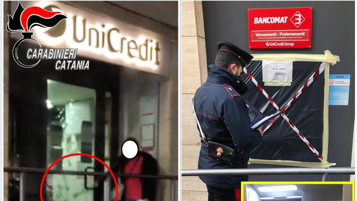 Biancavilla, 38enne rumena prova a sfondare la vetrina di una filiale Unicredit con un martello