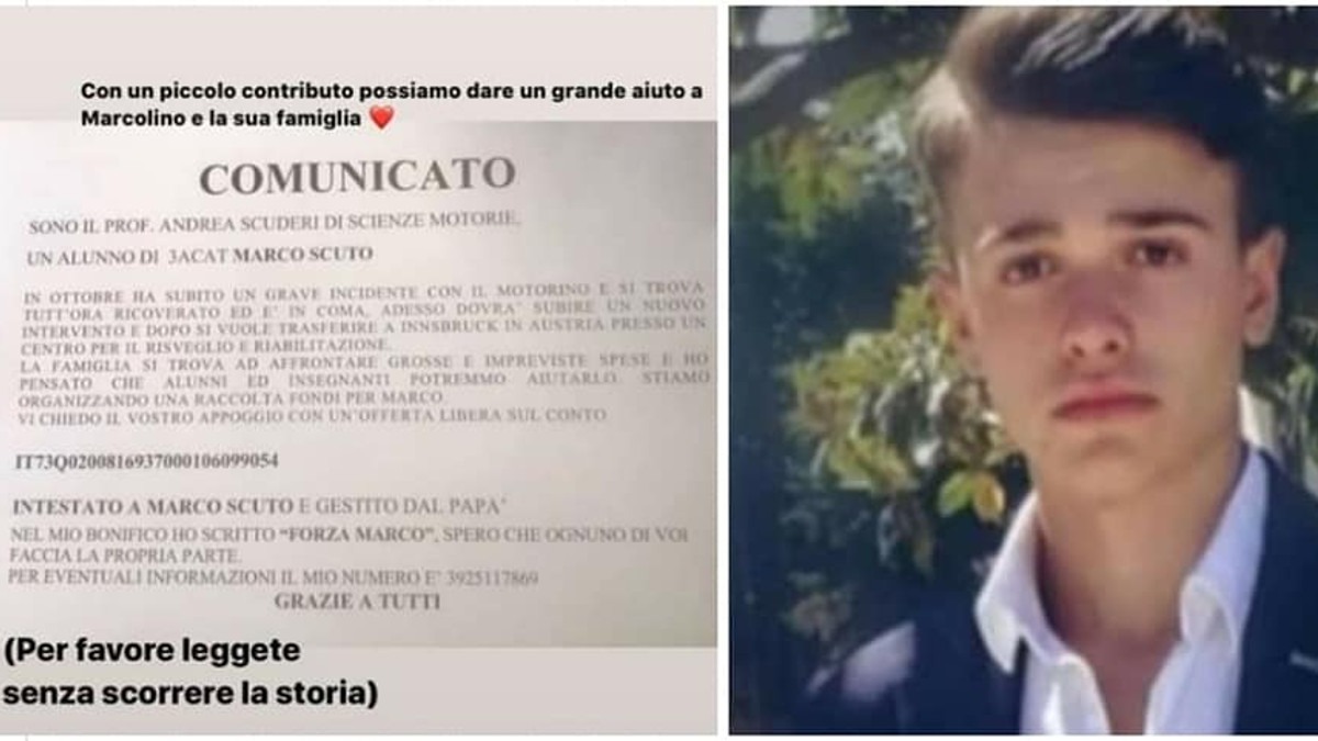 Catania, "Forza Marco": parte la raccolta fondi per il 19enne in coma da Ottobre dopo un terribile incidente