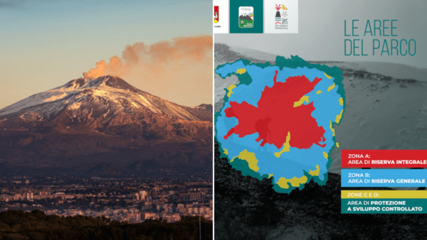 Il vasto e variegato territorio del Parco dell’Etna suddiviso in quattro zone in base ai livelli di tutela