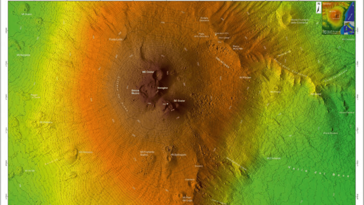 Ingv Catania pubblica una nuova mappa topografica dell’Etna: aggiornata finalmente sino al 2021
