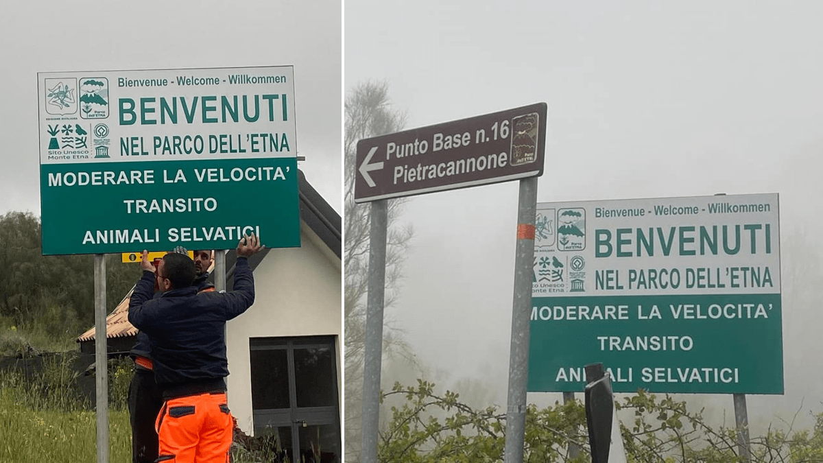 Installazione cartelli informativi e di raccomandazione intorno al Parco dell’Etna (FOTO)