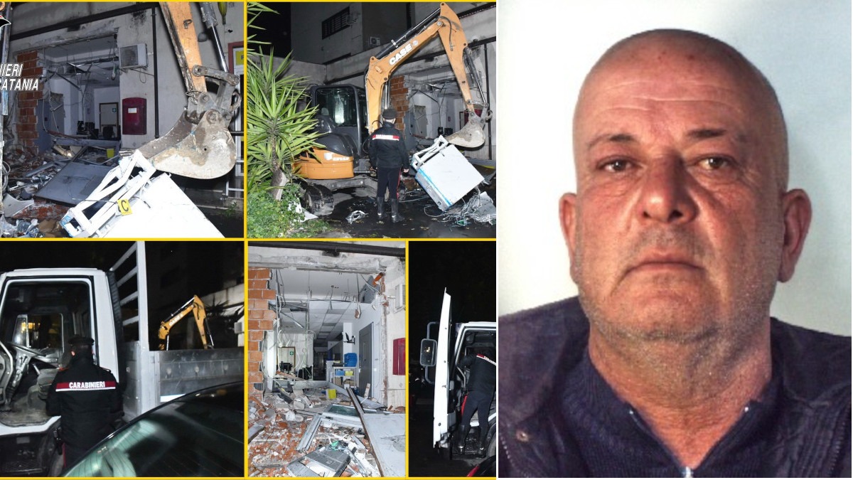 Librino: Tenta furto dello sportello automatico ATM con escavatore nell’ufficio postale di viale Nitta demolendone i locali, arrestato