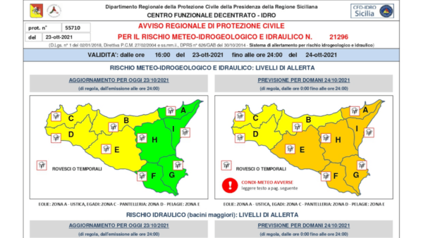 Protezione Civile comunica l’allerta meteo arancione per le prossime 24/36 ore (I DETTAGLI)