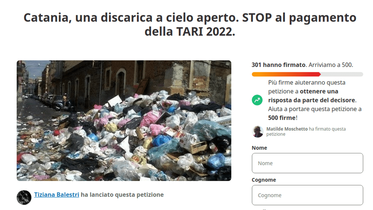 Rifiuti, lanciata petizione per lo "STOP al pagamento della TARI 2022" (I DETTAGLI)