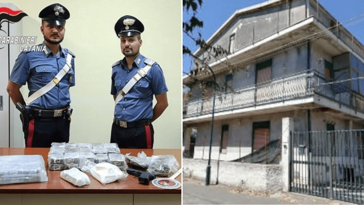 Sequestrati oltre 20 Kg di droga in una villa a Catania: trovate anche pistole, auto e moto rubate