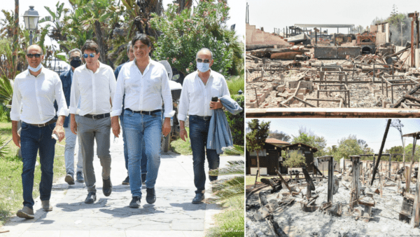 Sindaco Pogliese sorridente nei luoghi distrutti dagli incendi: «Lo Stato dia risorse ai VdF»