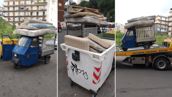 “Svuota cantine” gettava rifiuti speciali ovunque con la “lapa”: senza targa, assicurazione e patente