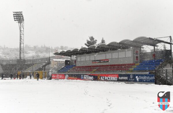 La gara Picerno-Catania rinviata a causa della nevicata: ecco la formazione annunciata dal Catania FC