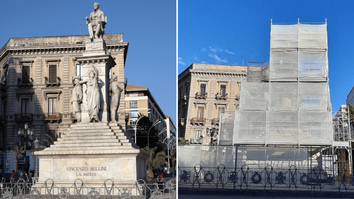 Uno dei più importanti simboli di Catania riqualificato: Vincenzo Bellini si "nasconde"
