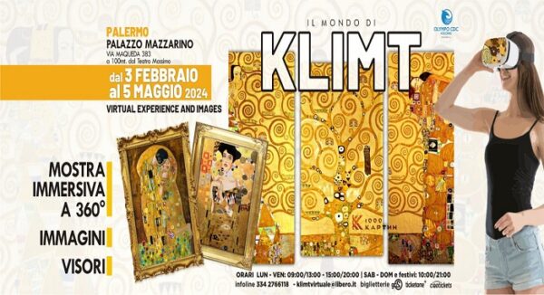 Mostra multimediale "Il Mondo di Klimt" a Palazzo Mazzarino: apertura dal 3 febbraio al 5 maggio 2024