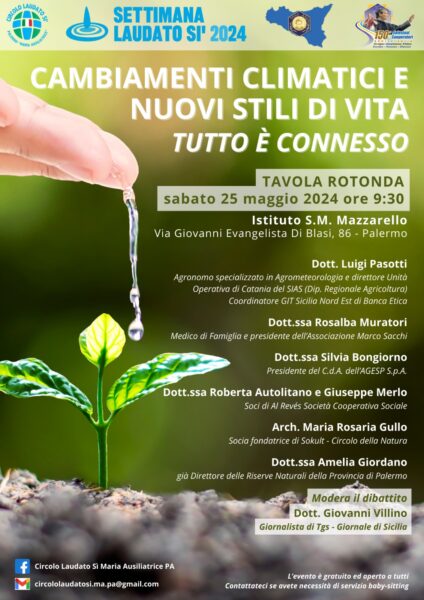 Cambiamenti climatici e nuovi stili di vita: evento del Circolo "Laudato si'" a Palermo
