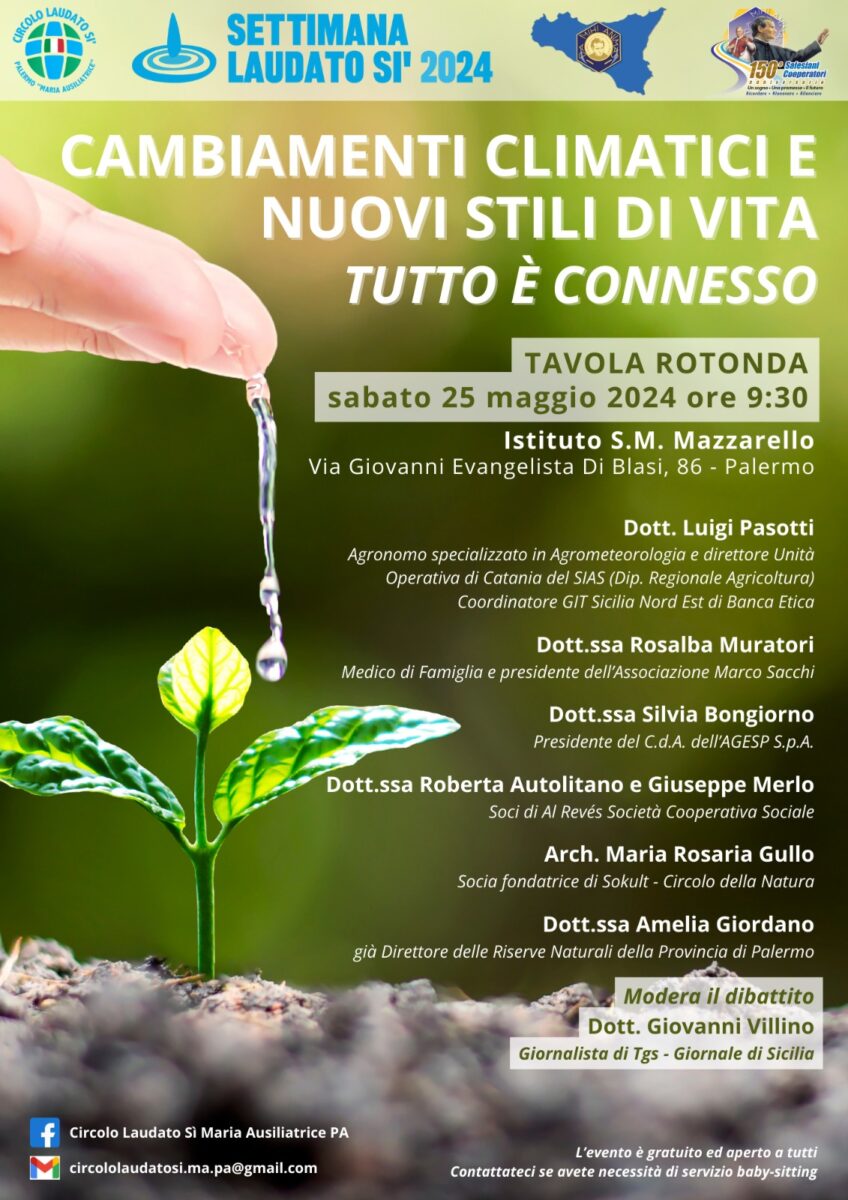 Cambiamenti climatici e nuovi stili di vita: evento del Circolo "Laudato si'" a Palermo