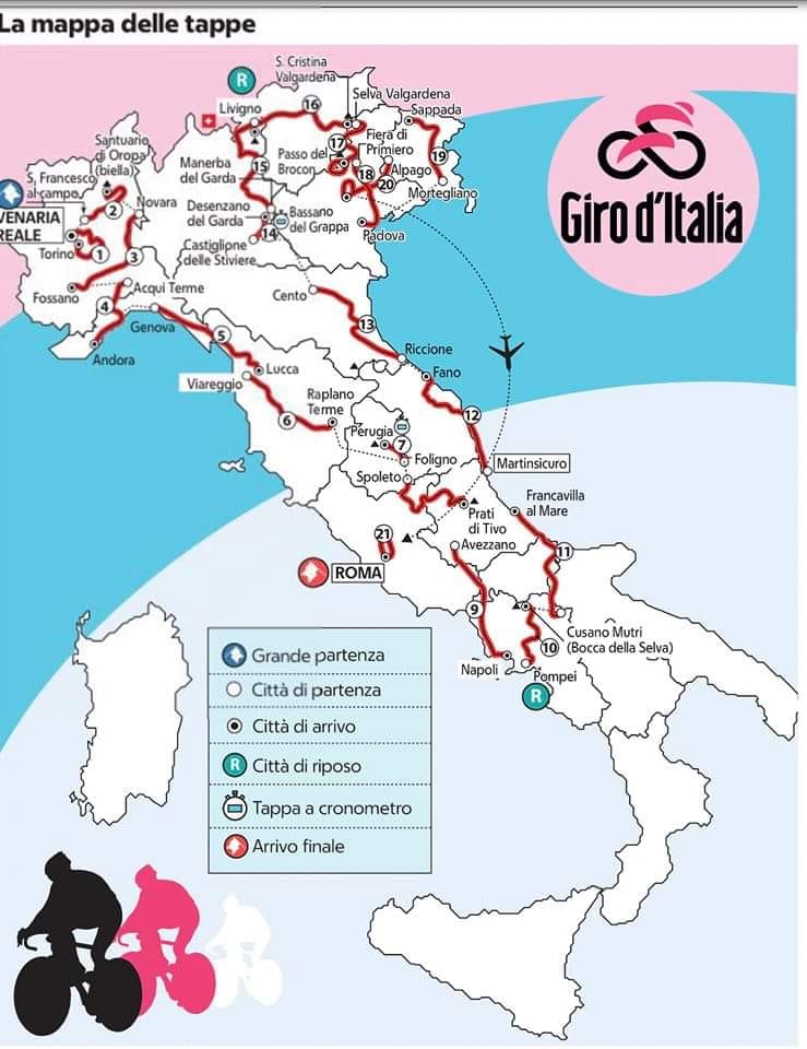 Ciclismo Giro Italia maglia Rosa Sicilia Calabria Esclusa Giro Sicilia