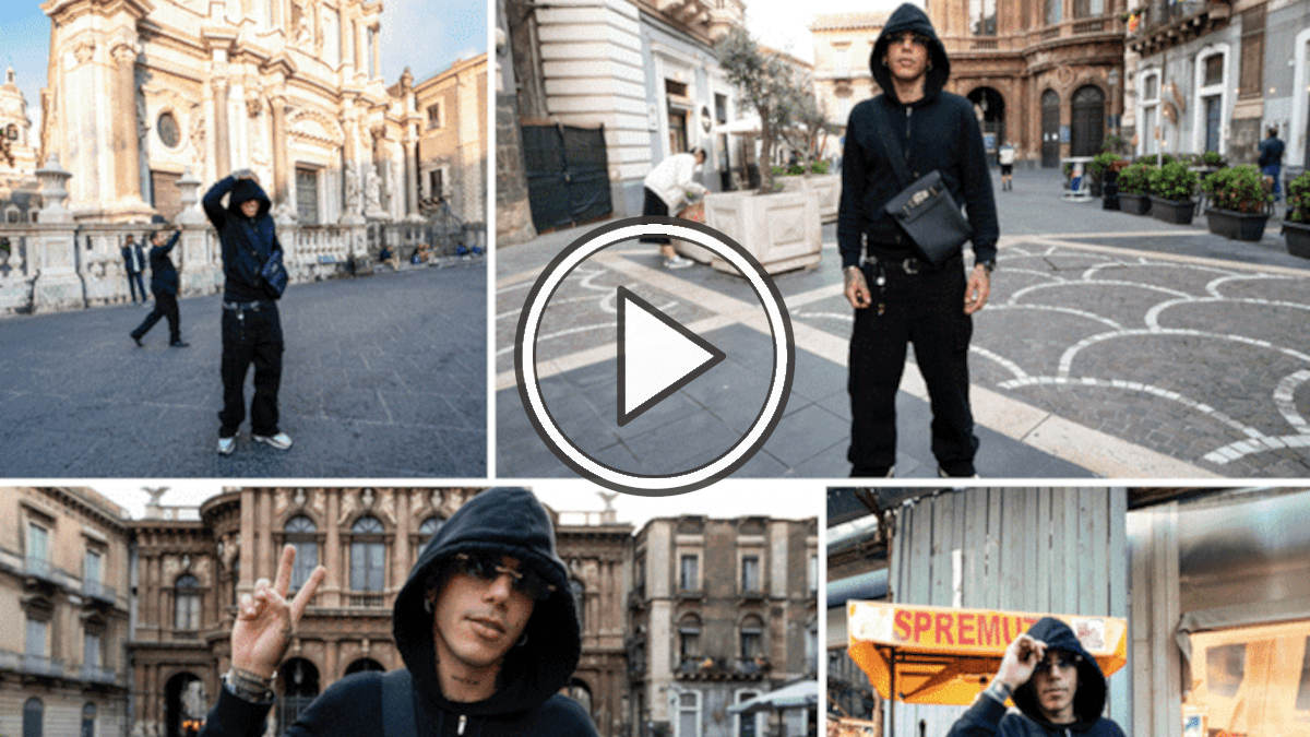 Sfera Ebbasta Catania Foto Video Trapper Rapper via Etnea piazza Teatro Massimo Vincenzo Bellini piazza Duomo