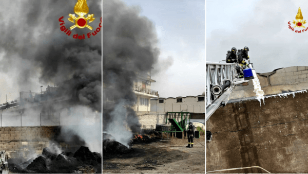 Paura nel Catanese: incendio devastante in un capannone commerciale a Misterbianco [FOTO]