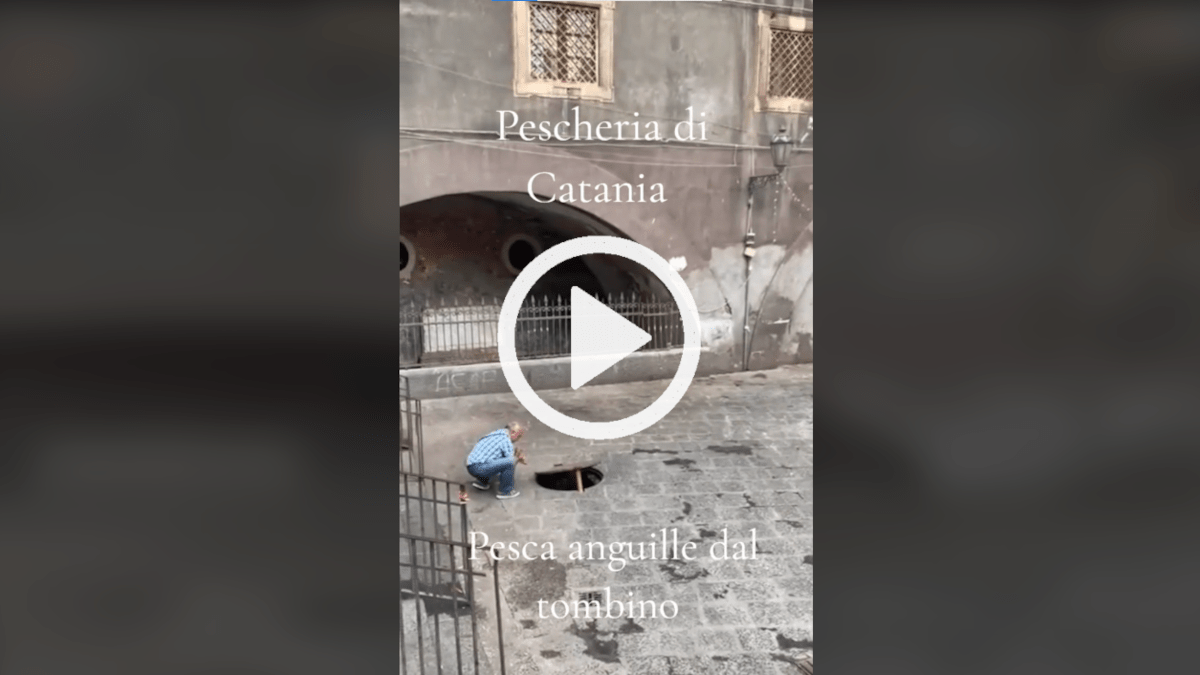 Solo alla Pescheria di Catania puoi pescare anguille dal tombino [VIDEO]
