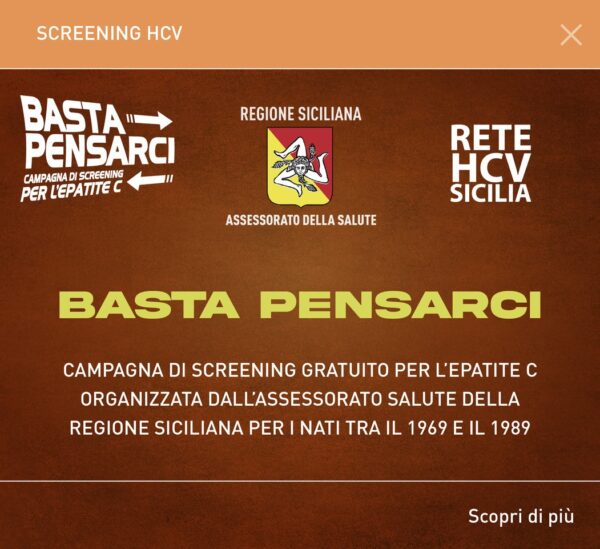 Campagna "Basta Pensarci": Screening gratuito per l'Epatite C