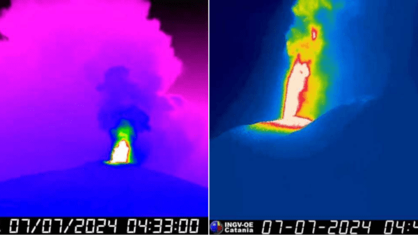 Parossismo Etna: fontana di lava e nube di cenere alta 5 Km