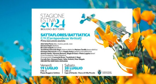 "Sattaflores/Battiatica": omaggio a Franco Battiato con Aida Satta Flores e l'Orchestra Sinfonica Siciliana a Palermo e Capo d'Orlando.