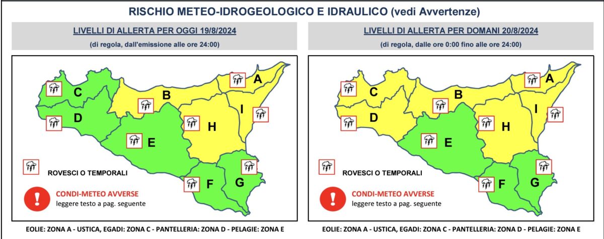 Allerta meteo, previste condizioni instabili sulla Sicilia