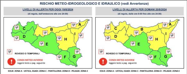 Allerta meteo, previste condizioni instabili sulla Sicilia