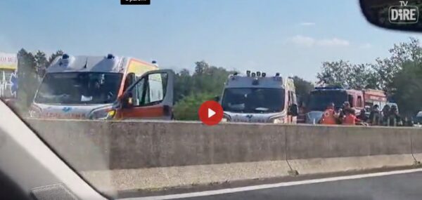 VIDEO: Incidente sull'A1, in azione elisoccorso, vigili del fuoco e ambulanze!