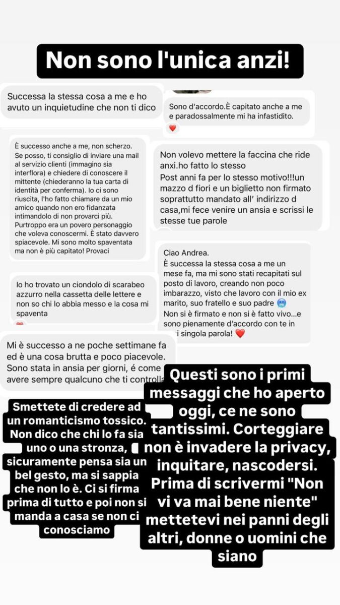 Andrea Delogu critica i fiori anonimi | Gli ammiratori segreti sono davvero romantici o solo maleducati? -