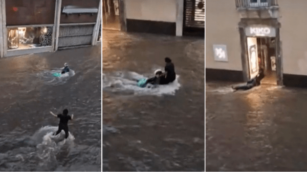 Nubifragio Catania: uomo in pericolo di vita, salvataggio eroico in via Etnea [VIDEO]