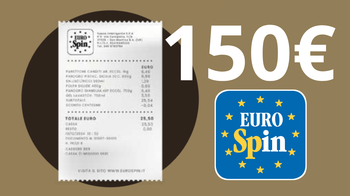 Eurospin sorprende ancora | A Catania tutti quelli con questo scontrino stanno vincendo 150 Euro